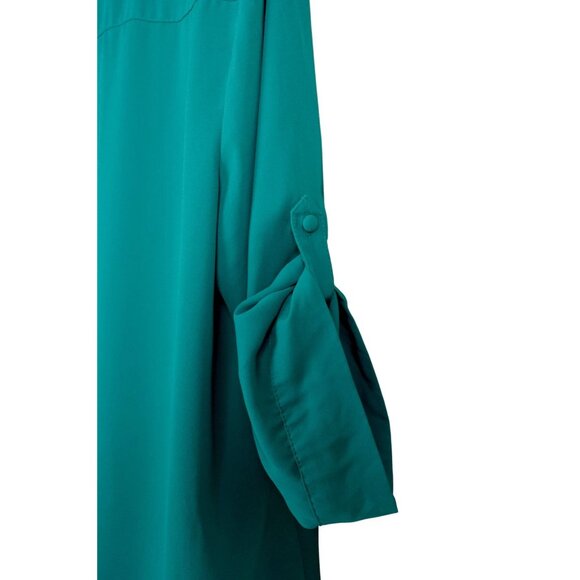 TORRID HARPER TEAL GEORGETTE PULLOVER 3/4 SLEEVE BLOUSE - Picture 5 of 8